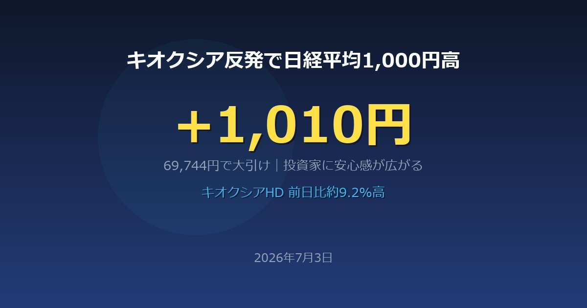 キオクシアが反発し日経平均は1,000円高|投資家が安心した理由と今後の展望